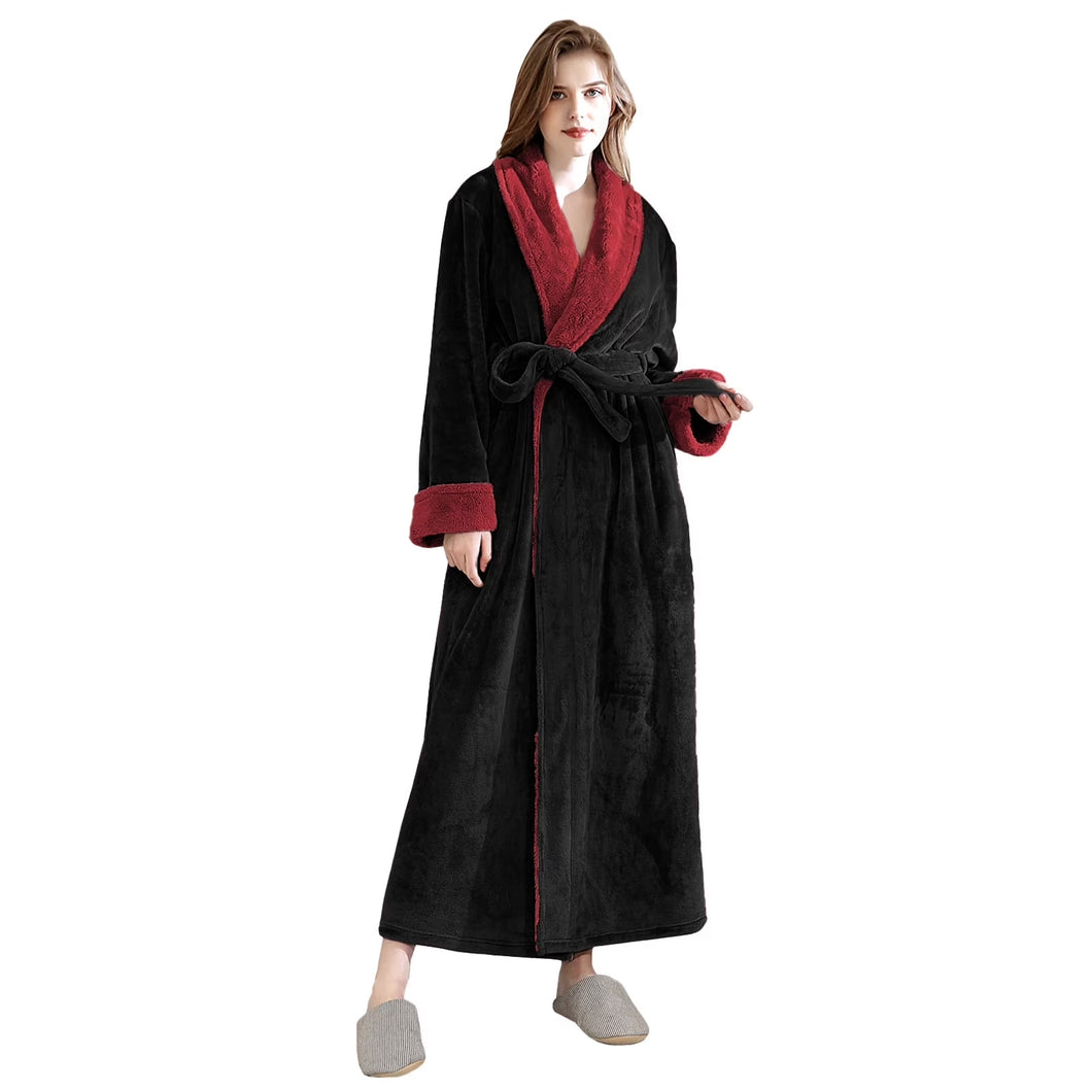 Artfasion Classic Design Navy Blue Fluffy Dressing Gown Bathrobe Unisex Winter Wedding Bathrobe