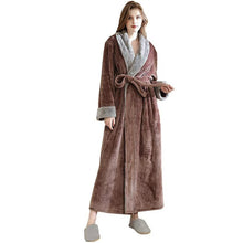 Load image into Gallery viewer, Artfasion Classic Design Navy Blue Fluffy Dressing Gown Bathrobe Unisex Winter Wedding Bathrobe
