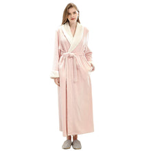 Load image into Gallery viewer, Artfasion Classic Design Navy Blue Fluffy Dressing Gown Bathrobe Unisex Winter Wedding Bathrobe
