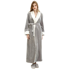Load image into Gallery viewer, Artfasion Classic Design Navy Blue Fluffy Dressing Gown Bathrobe Unisex Winter Wedding Bathrobe
