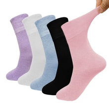 Load image into Gallery viewer, Comfortable Womens Socks - 5 Pairs with Loose Top No Elastic Waistband &amp; Seamless Toe Soft Cotton Blend, Perfect for All-Day Comfort and Breathability, 6-10
