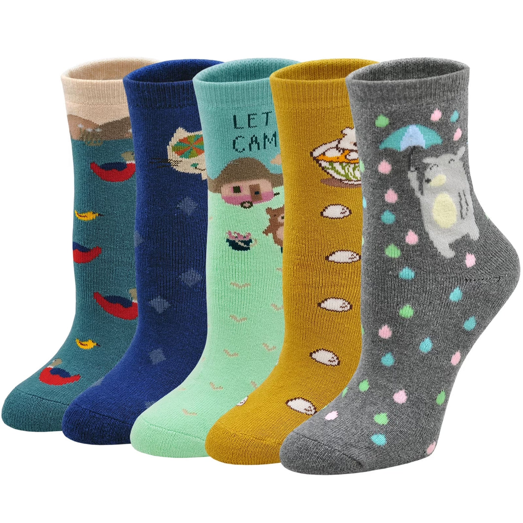 Cute Womens Fuzzy Socks, Cozy Winter Warm Fluffy Animal Pattern Novelty Ankle Socks for Women, 5 Pairs