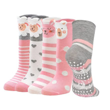 Load image into Gallery viewer, Cute Animal Design Pink Socks for Girls, 5 Pairs
