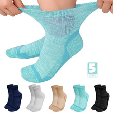 Load image into Gallery viewer, Diabetic Socks for Women,Above Ankle Loose Top Non-Binding Comfort Wide Calf Socks for Sensitive Feet, 5 Pairs
