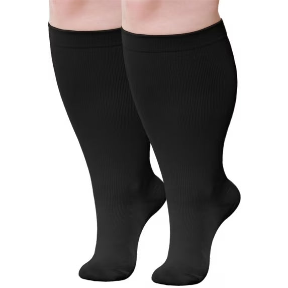 Compression Socks for Women, LOFIR 2 Pairs Medical Compression Socks, Circulation 20-30 mmHg Light Knee High Stockings for Men and Women - Best Support for Running