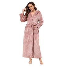 Load image into Gallery viewer, Artfasion Womens Plush Soft Hooded Robe, Luxury Fluffy Robe Long Fleece Spa Bathrobe for Women
