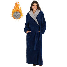 Load image into Gallery viewer, Full-Length Womens Robes, Soft Fleece V-Neck Bathrobes, Plush Long Bath Robe with Side Pocket, Winter Warm Pajamas Gift for Women
