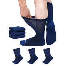 Load image into Gallery viewer, Bamboo Viscose Diabetic Socks for Men &amp; Women, 3 Pairs Wide Calf Crew Socks, Seamless Toe Socks for Swollen Feet
