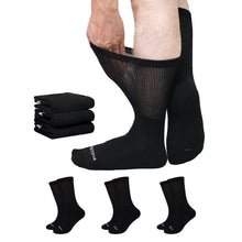 Load image into Gallery viewer, Bamboo Viscose Diabetic Socks for Men &amp; Women, 3 Pairs Wide Calf Crew Socks, Seamless Toe Socks for Swollen Feet
