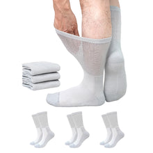 Load image into Gallery viewer, Bamboo Viscose Diabetic Socks for Men &amp; Women, 3 Pairs Wide Calf Crew Socks, Seamless Toe Socks for Swollen Feet
