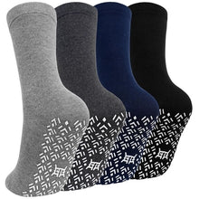 Load image into Gallery viewer, Non Slip Grip Socks for Men – 4 Pairs Unisex Grippy Socks with Grippers, Non Skid Crew Socks for Men Women, Elderly Seniors Hospital Home Nursing
