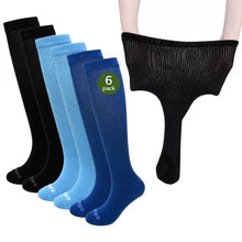 Load image into Gallery viewer, Bamboo Viscose Diabetic Socks for Men Women, Extra Wide Non-Binding Moisture-Wicking Neuropathy Socks, 6 Pairs Seamless Knee High Socks
