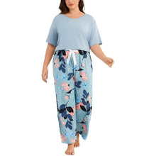 Load image into Gallery viewer, Crew Neck Elbow sleeve Top &amp; Wide Leg Capri Pants 2 Piece Pj Set, Lightweight Loungewear for Home, Relaxing and Daily Wear
