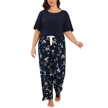 Load image into Gallery viewer, Crew Neck Elbow sleeve Top &amp; Wide Leg Capri Pants 2 Piece Pj Set, Lightweight Loungewear for Home, Relaxing and Daily Wear
