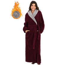 Load image into Gallery viewer, Full-Length Womens Robes, Soft Fleece V-Neck Bathrobes, Plush Long Bath Robe with Side Pocket, Winter Warm Pajamas Gift for Women
