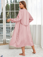 Load image into Gallery viewer, Robes for Women，LOFIR Womens Kimono Satin Robe with Nightgown Set 2 Piece Luxurious Sexy Silk Womens Ladies Sleepware in Size S M L XL, Khaki
