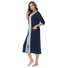 Load image into Gallery viewer, Robes for Women, LOFIR Womens Robes Zip Up Front Full Length Lightweight Summer House Coat for Womens Ladies with Zipper 3/4 Sleeve Pocket
