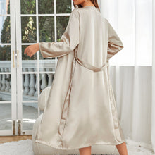 Load image into Gallery viewer, Robes for Women，LOFIR Womens Kimono Satin Robe with Nightgown Set 2 Piece Luxurious Sexy Silk Womens Ladies Sleepware in Size S M L XL, Khaki
