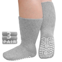Load image into Gallery viewer, Diabetic Socks, LOFIR 3 Pairs Diabetic Socks for Men Women Size 13 15, Non Slip Grip Socks Hospital Socks with Gripper for Women, Extra Wide Calf Socks for Swollen Feet
