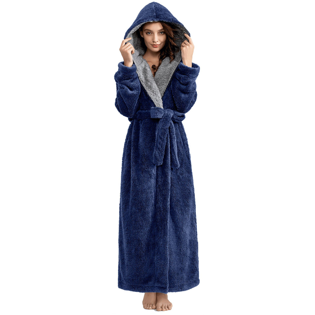 thick winter dressing gown Men's Red Bathrobe Extra Long Warm Dressing Gown Full Length