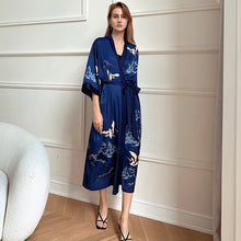 Load image into Gallery viewer, Robes for Women, LOFIR Womens Long Silk Kimono Robes, Satin Silky Bathrobe Robe Soft Floral Bridesmaid Robes for Women, Ladies Sleepwear
