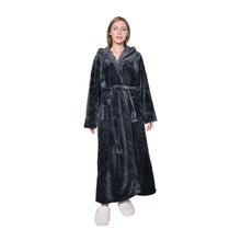 Load image into Gallery viewer, Artfasion Womens Plush Soft Hooded Robe, Luxury Fluffy Robe Long Fleece Spa Bathrobe for Women (XL, Dark Gray)
