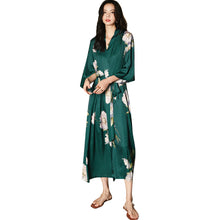 Load image into Gallery viewer, Artfasion Long Kimono Robes for Women- Lightweight Satin Floral Robes Silky Bathrobe Bachelorette Robe Soft Sleepwear
