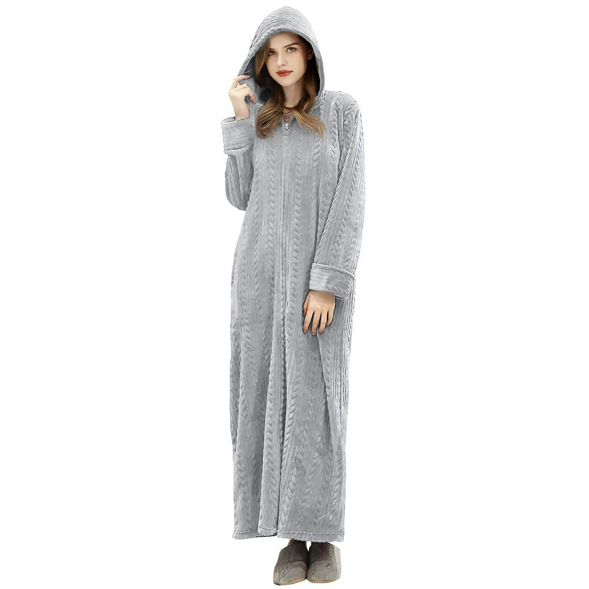 zip up ladies dressing gowns Gown Zip-Up Comfy Bathrobe Maternity Bathrobe Hooded – Artfasion zipped zip front dressing gown
