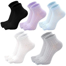 Load image into Gallery viewer, LOFIR Women&#39;s Toe Socks Mesh Breathable Five Finger Cotton Ankle Sock with Toes for Running Athletic, 5 Pairs
