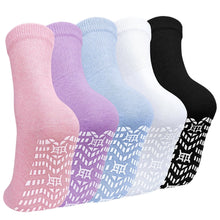Load image into Gallery viewer, Women&#39;s Non-Slip Grip Socks – 5 Pairs of Rubber-Soled Socks, Perfect for Yoga, Pilates, and Hospital Use
