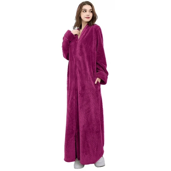 Artfasion Zip Up Style Grey Dressing Gown Bathrobe Unisex For Men and