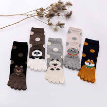 Load image into Gallery viewer, LOFIR Toe Socks for Womens - Comfy Cotton Novelty Cute Cat Animal Pattern Casual Ankle Finger Socks for Running Athletic, 5 Pairs
