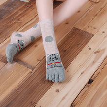 Load image into Gallery viewer, LOFIR Toe Socks for Womens - Comfy Cotton Novelty Cute Cat Animal Pattern Casual Ankle Finger Socks for Running Athletic, 5 Pairs
