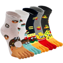 Load image into Gallery viewer, LOFIR Womens Toe Socks, Comfy Cotton Novelty Cute Cat Animal Pattern Casual Ankle Socks for Running Athletic, 5 Pairs
