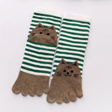 Load image into Gallery viewer, LOFIR Womens Toe Socks 5 Finger Cotton Comfy Novelty Cute Cat Animal Athletic Ankle Crew Sock for Ladies, 5 Pairs
