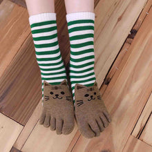 Load image into Gallery viewer, LOFIR Womens Toe Socks 5 Finger Cotton Comfy Novelty Cute Cat Animal Athletic Ankle Crew Sock for Ladies, 5 Pairs
