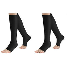 Load image into Gallery viewer, Artfasion Open Toe Compression Socks Women, Compression Socks for Women and Men - 2 Pairs of 20-30 mmHg Knee High Stockings, Plus Size Toeless Compression Socks for Women Wide Calf
