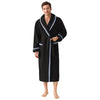 Plush Fleece Robes for Men, Long Warm Winter Thick Bathrobes, Soft Sleepwear with Shawl Collar and Pockets for Men, Gray SM