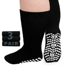 Load image into Gallery viewer, Diabetic Socks, LOFIR 3 Pairs Diabetic Socks for Men Women Size 13 15, Non Slip Grip Socks Hospital Socks with Gripper for Women, Extra Wide Calf Socks for Swollen Feet
