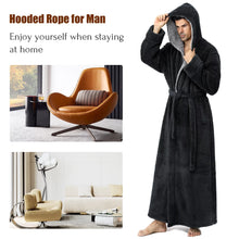 Load image into Gallery viewer, Artfasion Robes for Men,  Long Mens Robes, Warm Soft Plush Mens Robe with Hood, Plus Size Plus Thick Robe for Men with Side Pocket and Belt, Bathrobes for Men Gifts
