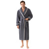 Plush Fleece Robes for Men, Long Warm Winter Thick Bathrobes, Soft Sleepwear with Shawl Collar and Pockets for Men, Gray SM