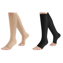 Load image into Gallery viewer, Artfasion Open Toe Compression Socks Women, Compression Socks for Women and Men - 2 Pairs of 20-30 mmHg Knee High Stockings, Plus Size Toeless Compression Socks for Women Wide Calf
