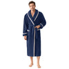 Plush Fleece Robes for Men, Long Warm Winter Thick Bathrobes, Soft Sleepwear with Shawl Collar and Pockets for Men, Gray SM