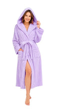 Load image into Gallery viewer, Hooded Plush Robe for Women, Long Ribbed Bathrobe with Belt and Pockets, Light Pink S/M
