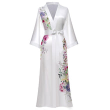 Load image into Gallery viewer, Robes for Women, LOFIR Womens Long Silk Kimono Robes, Satin Silky Bathrobe Robe Soft Floral Bridesmaid Robes for Women, Ladies Sleepwear
