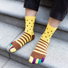 Load image into Gallery viewer, yellow athletic crew socks for men with polka dots pattern
