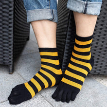 Load image into Gallery viewer, black and yellow stripes crew socks for men
