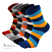 Load image into Gallery viewer, 5 striped vibrant colors socks for men
