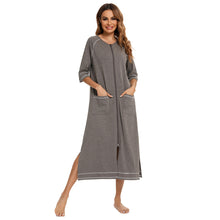 Load image into Gallery viewer, Artfasion&#39;s Women&#39;s Zip-Up Dressing Gown - Comfortable and Stylish Loungewear
