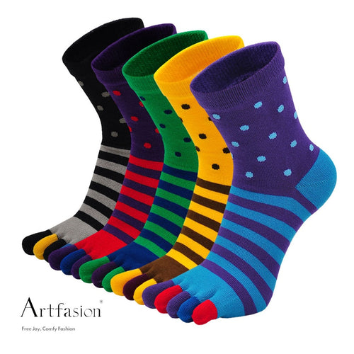 5 pairs vibrant colors socks with patterns for men